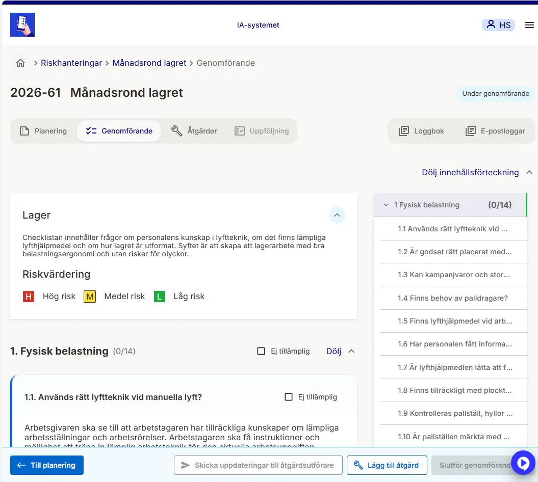 Exempelbild på en rond som görs i lagermiljö