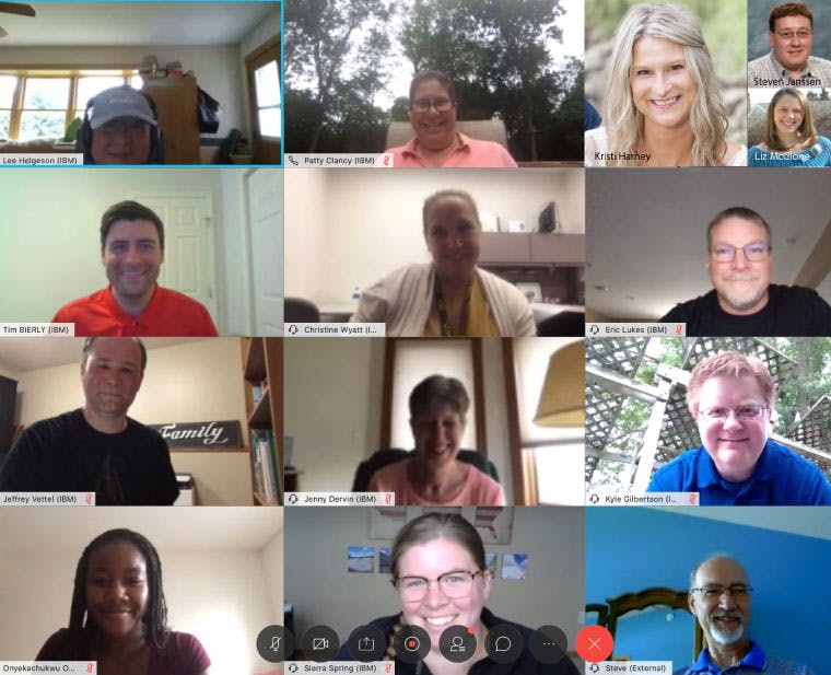 A collage of 14 head shots of the IBM volunteers from Minnesota