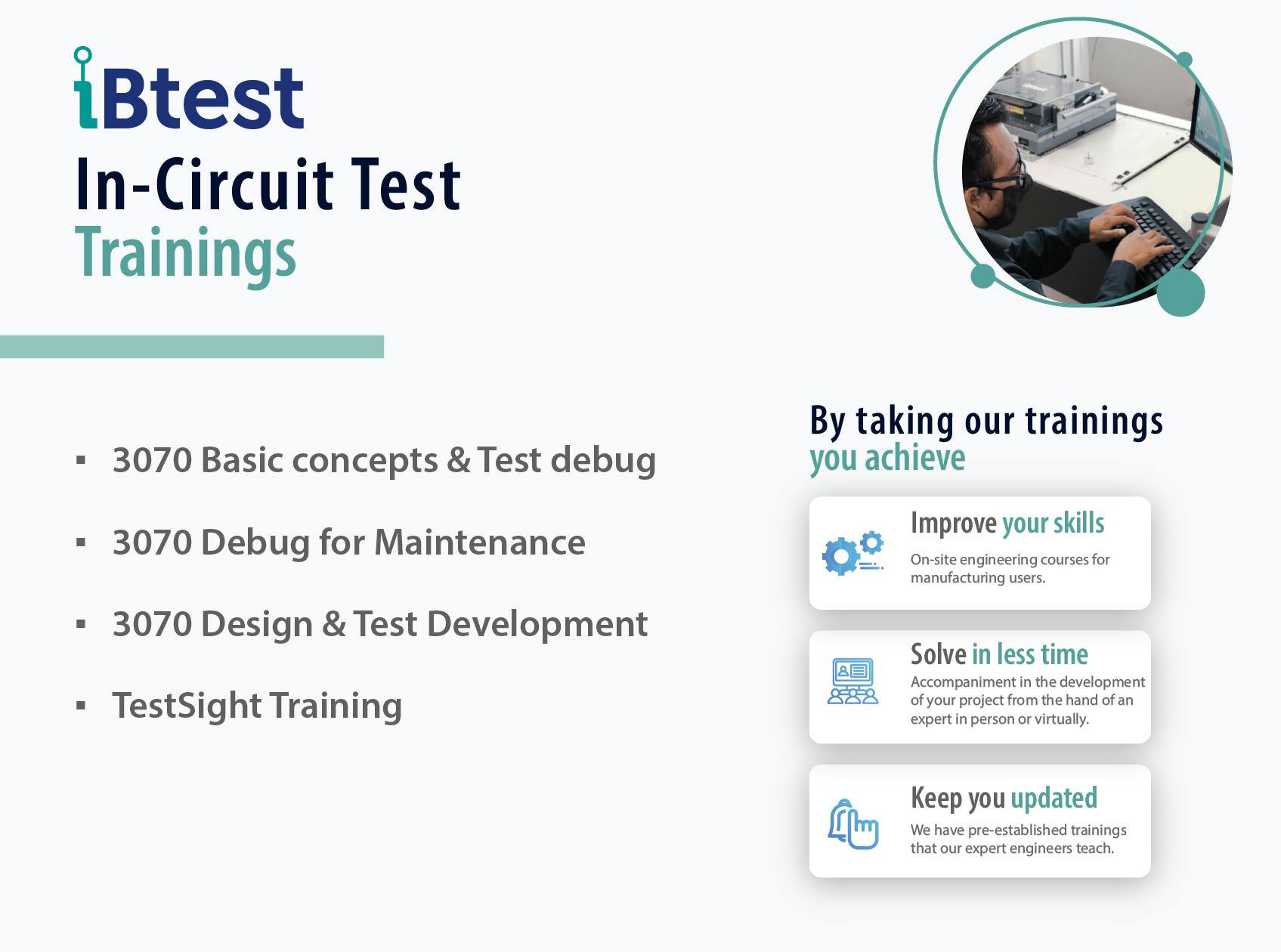 Training for face-to-face and virtual in-circuit tests