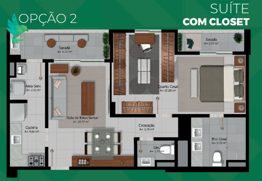 opção 2- 69m2