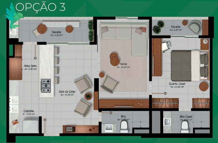 opção 3- 69m2