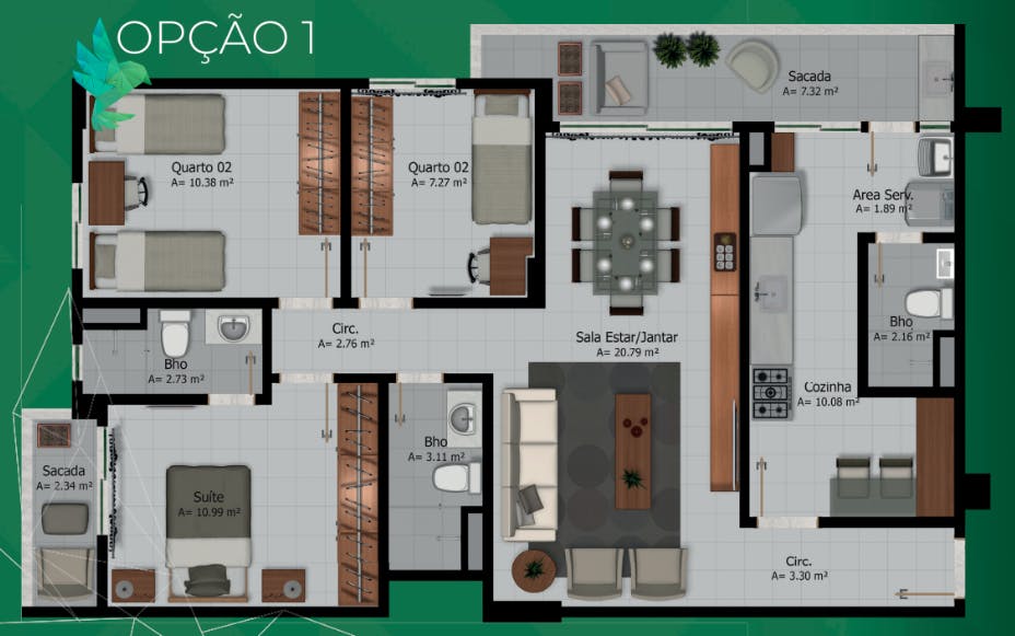 opção 1- 102m2