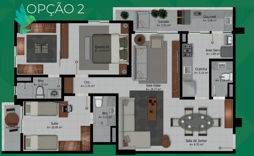 opção 2- 102m2