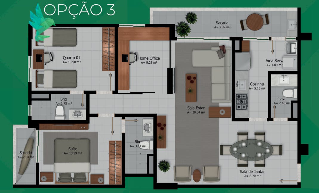 opção 3- 102m2