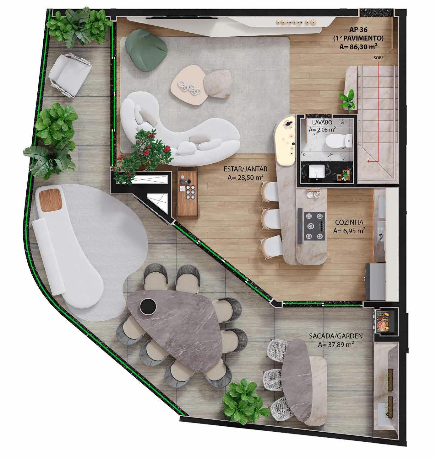 Apto Duplex 149m² Piso Inferior