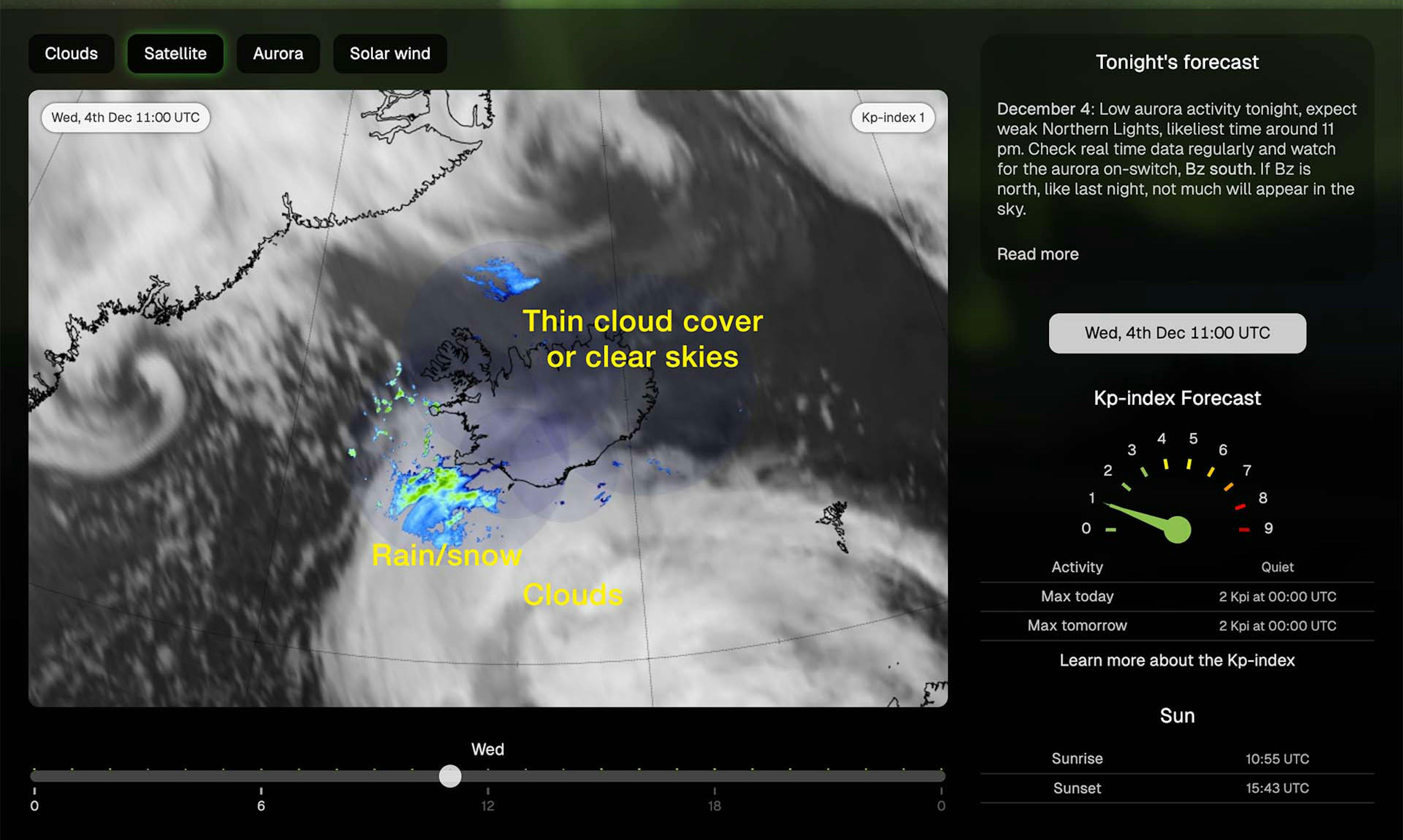 How to read the aurora forecast? Satellite view