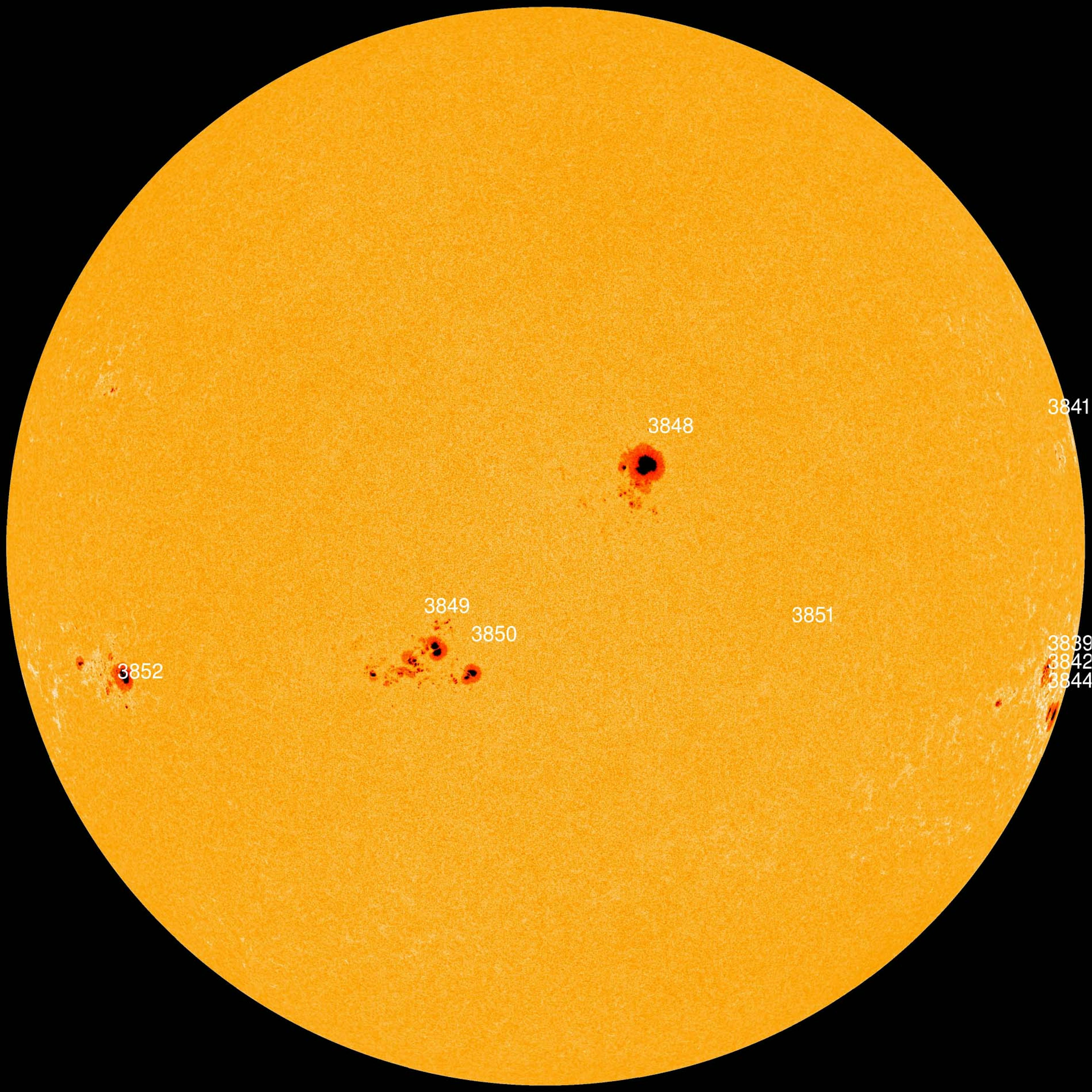 Sunspot region AR  3848