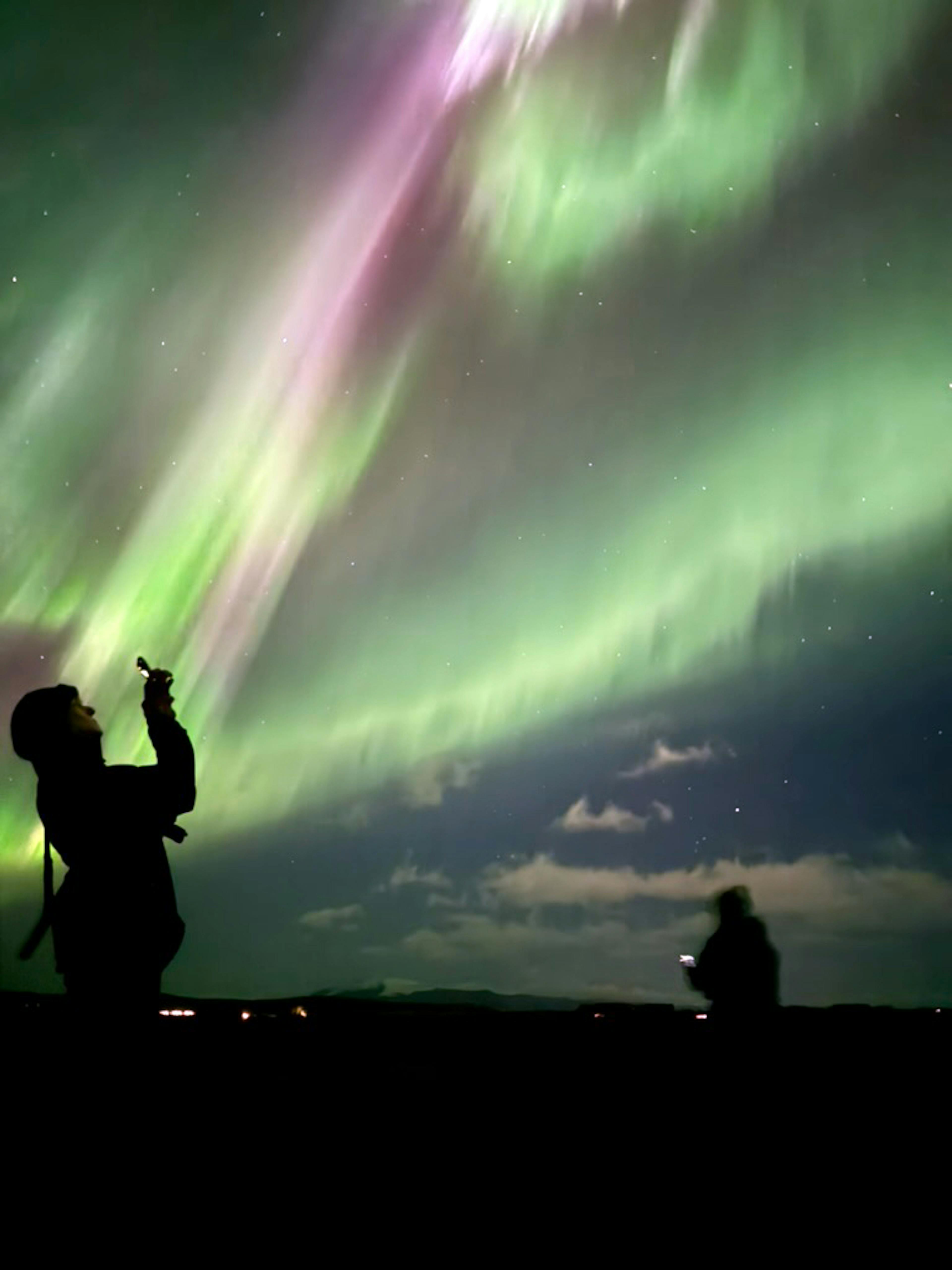 Shooting the Northern Lights with an iPhone on September 25, 2024. This image is a 3 second exposure shot on iPhone 15 Pro. Credit: Sævar Helgi Bragason