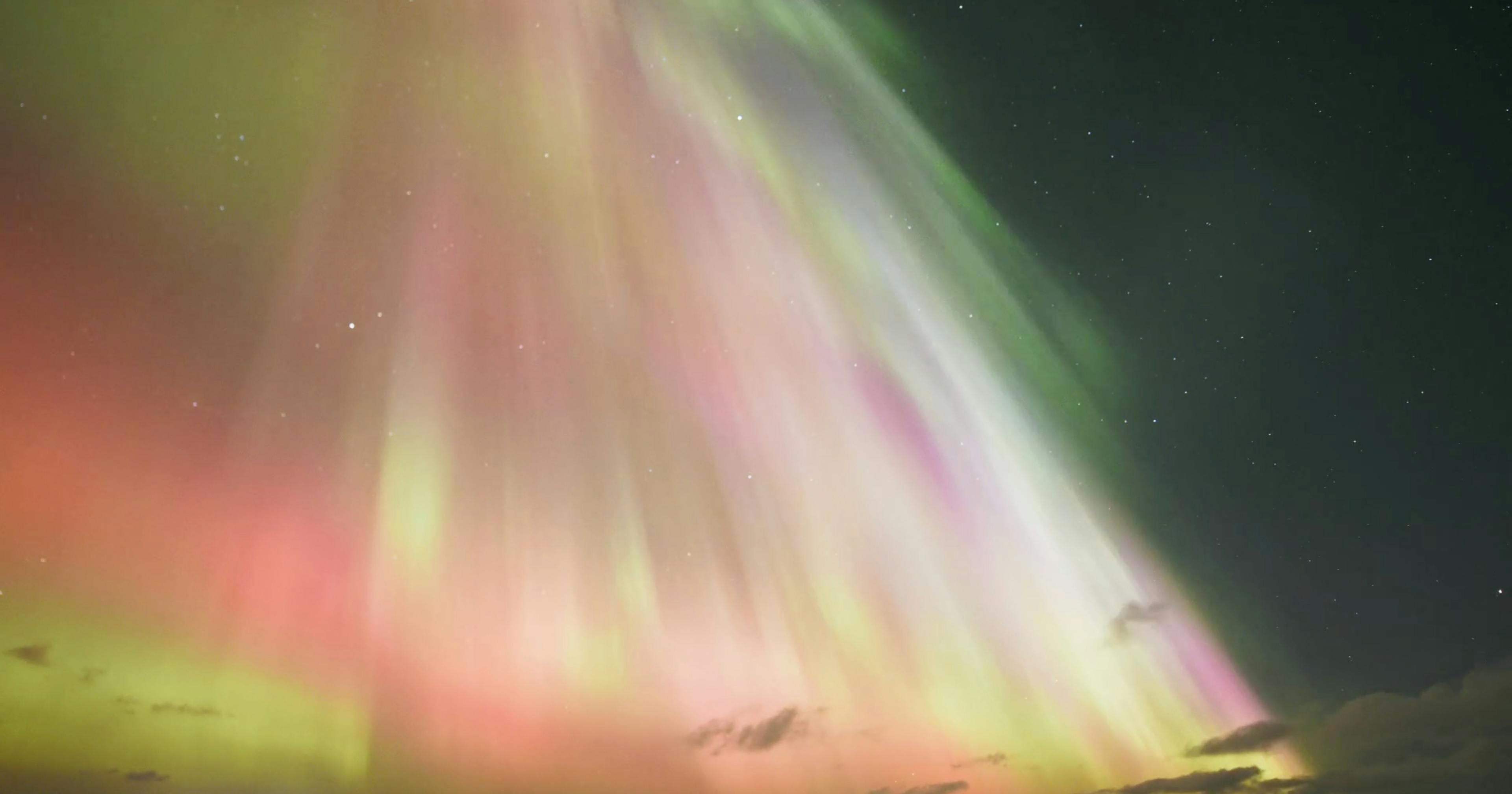 Historic October 10-11, 2024 aurora storm seen from the Blue Lagoon in Iceland. Credit: Sævar Helgi Bragason / icelandatnight.is