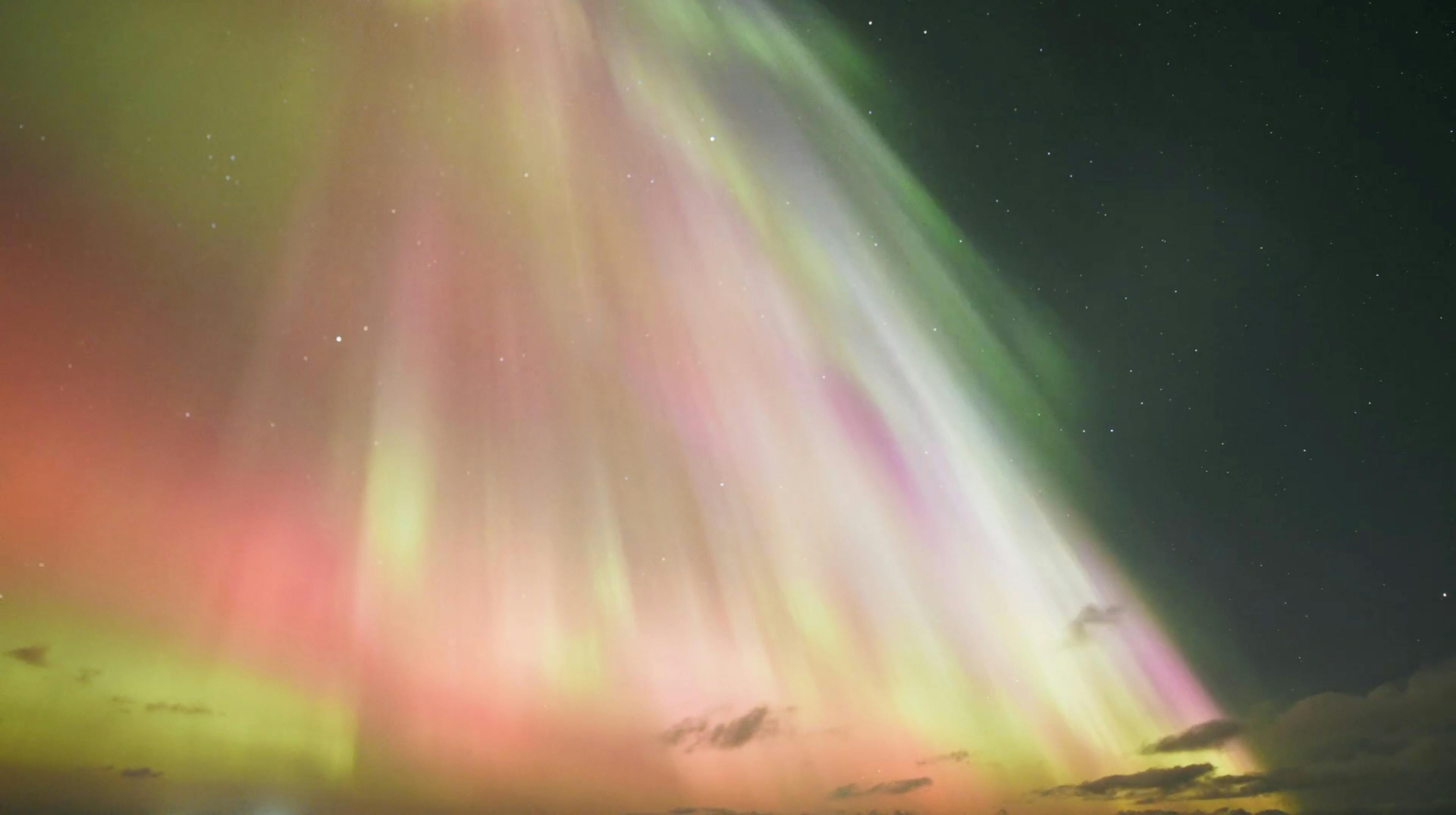 Historic October 10-11, 2024 aurora storm seen from the Blue Lagoon in Iceland. Credit: Sævar Helgi Bragason / icelandatnight.is