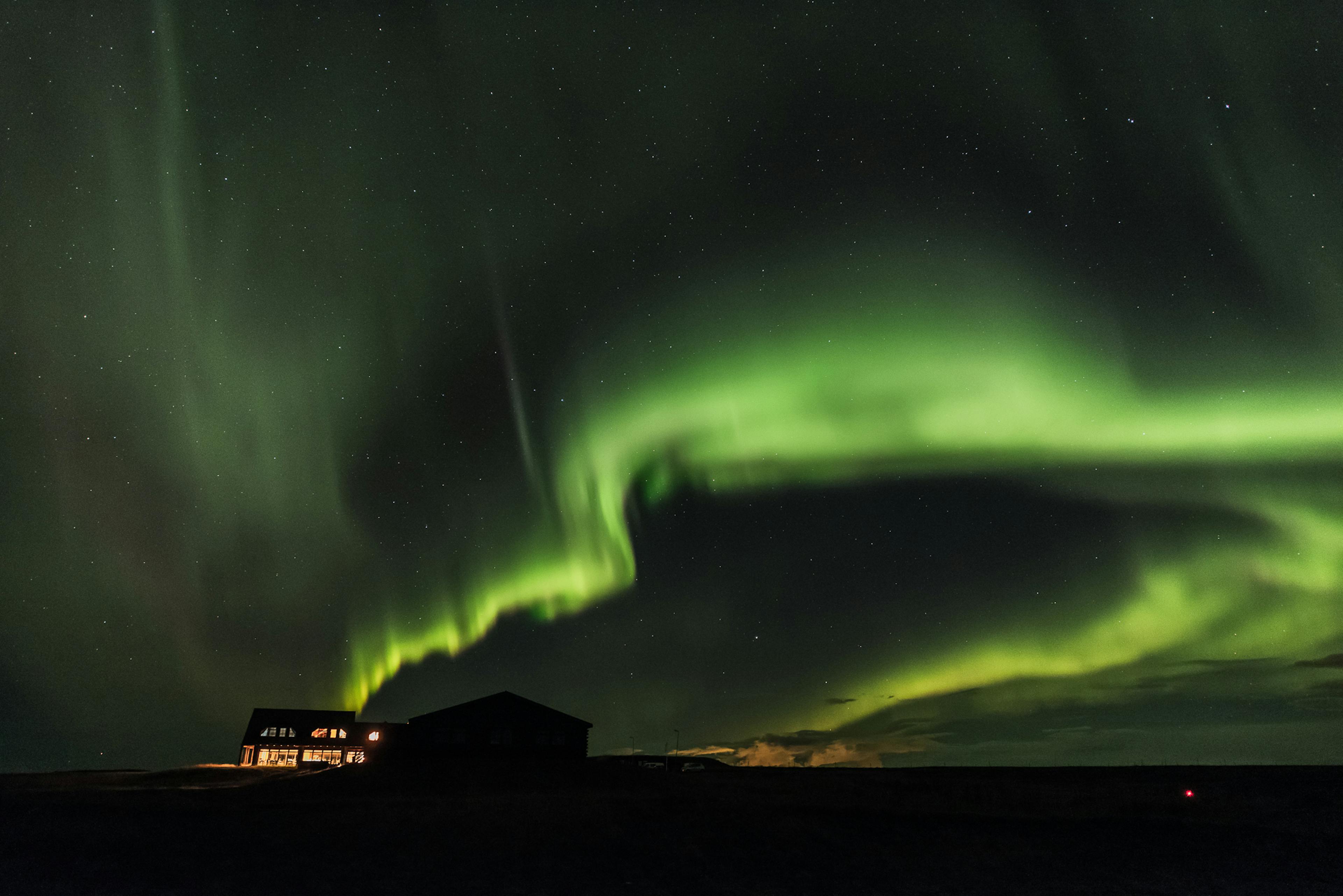 Northern Lights over Hótel Rangá in south Iceland. Credit: Sævar Helgi Bragason