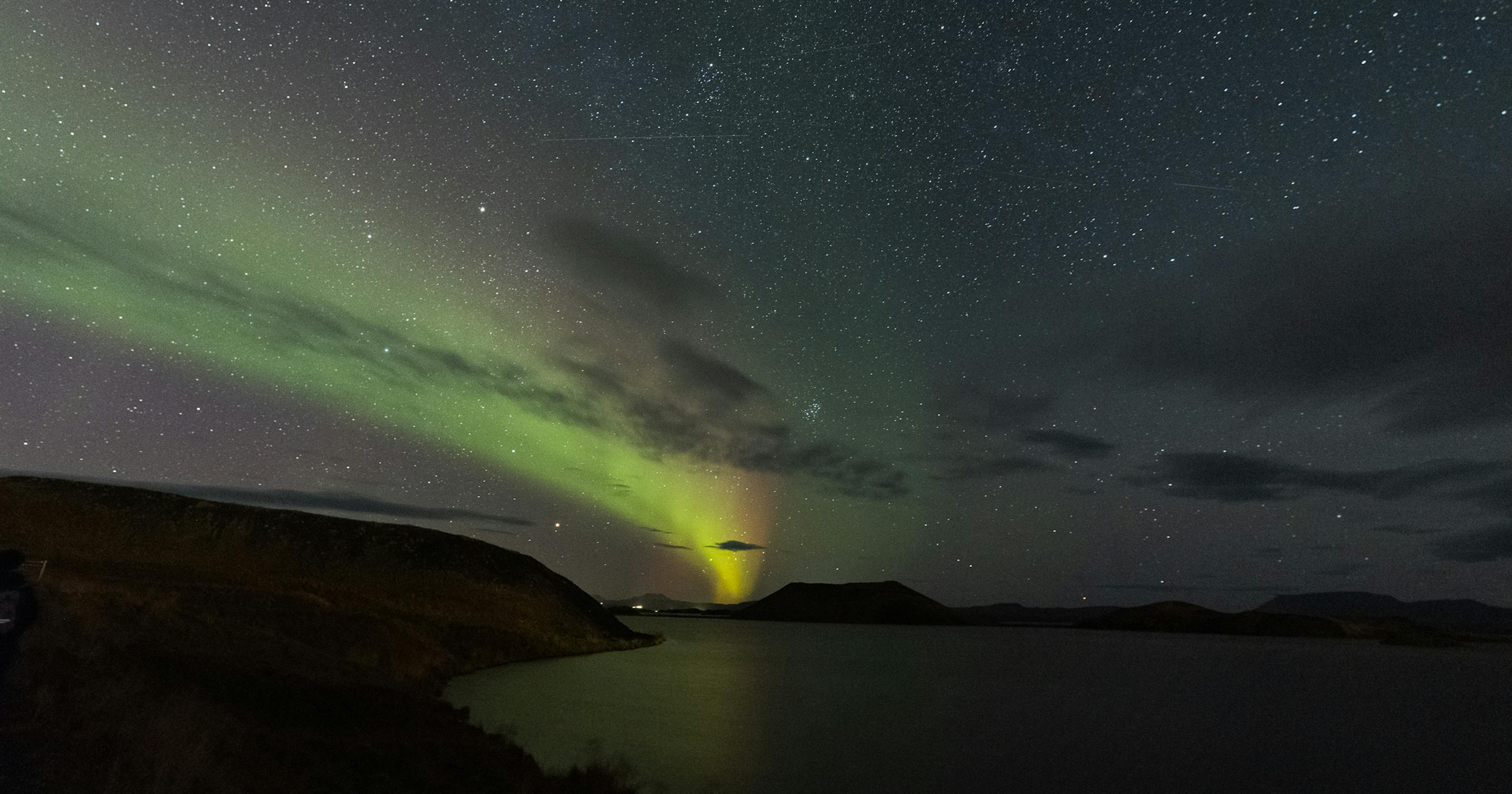 Aurora over Lake Mývatn, north Iceland. Credit: Sævar Helgi Bragason / Iceland at Night