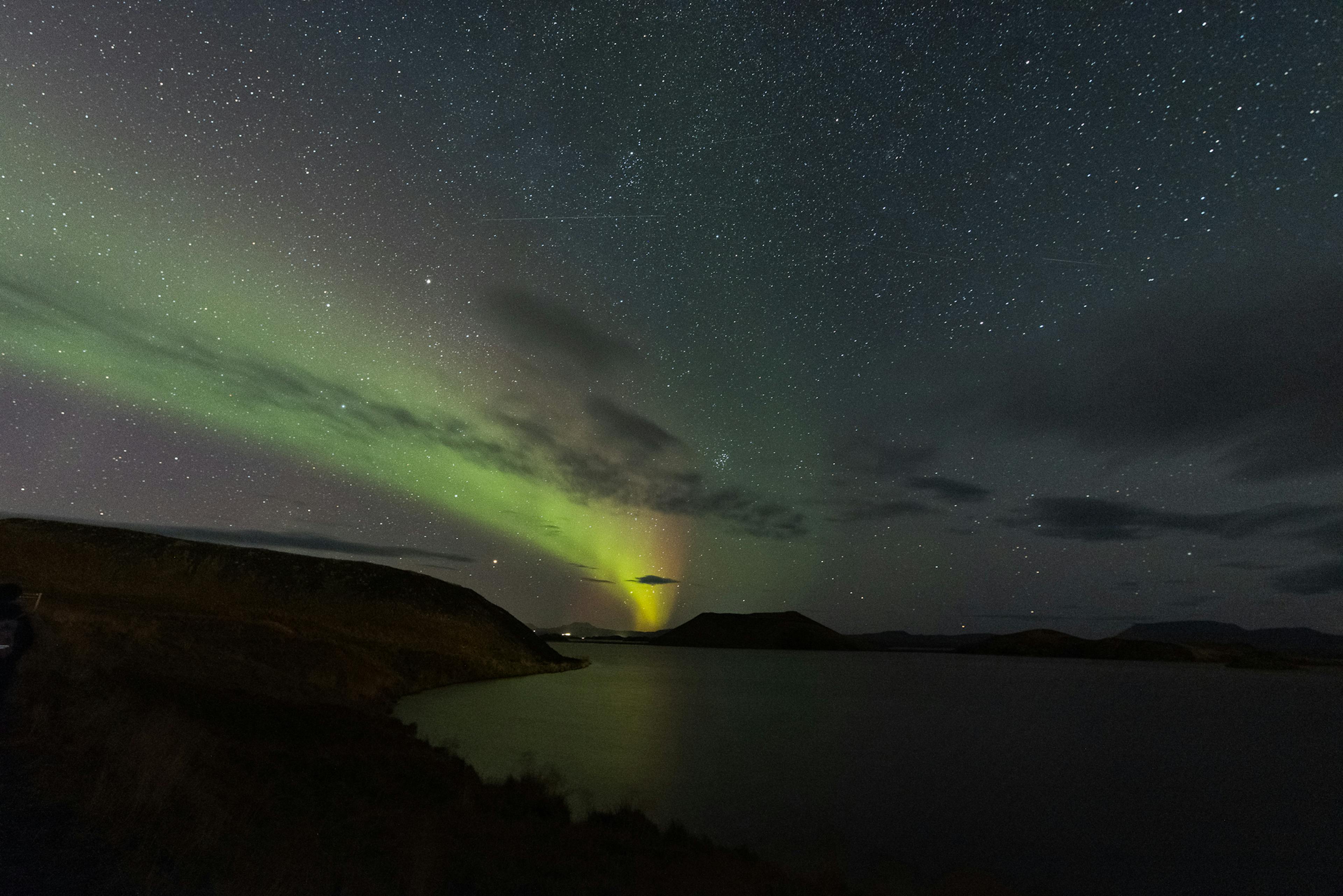 Aurora over Lake Mývatn, north Iceland. Credit: Sævar Helgi Bragason / Iceland at Night
