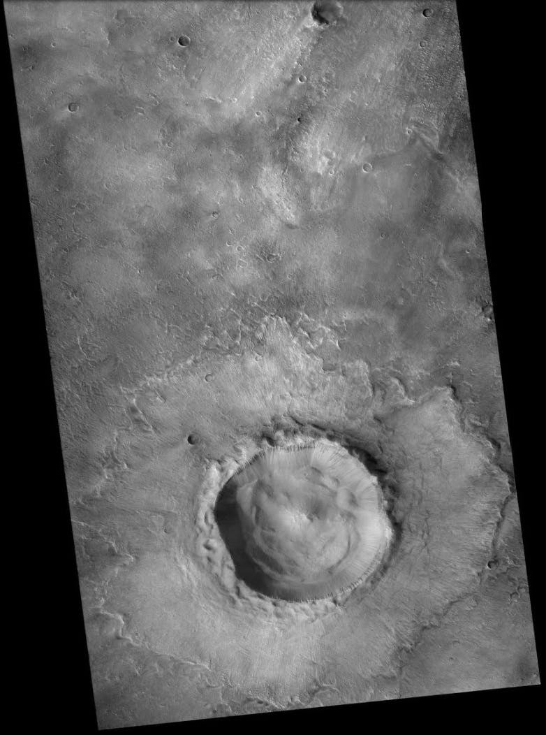 Gígurinn Grindavík á Mars. Mynd: HiRISE/NASA/JPL/MRO