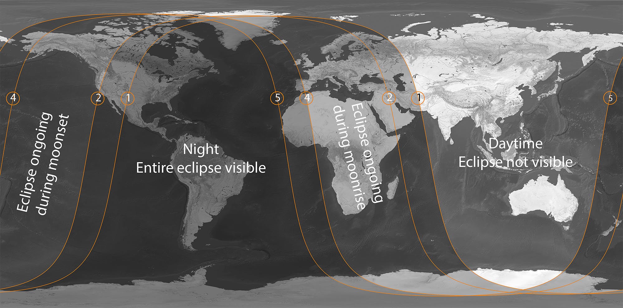 The August 28, 2026 partial lunar eclipse visibility map. Credit: Andreas Dill