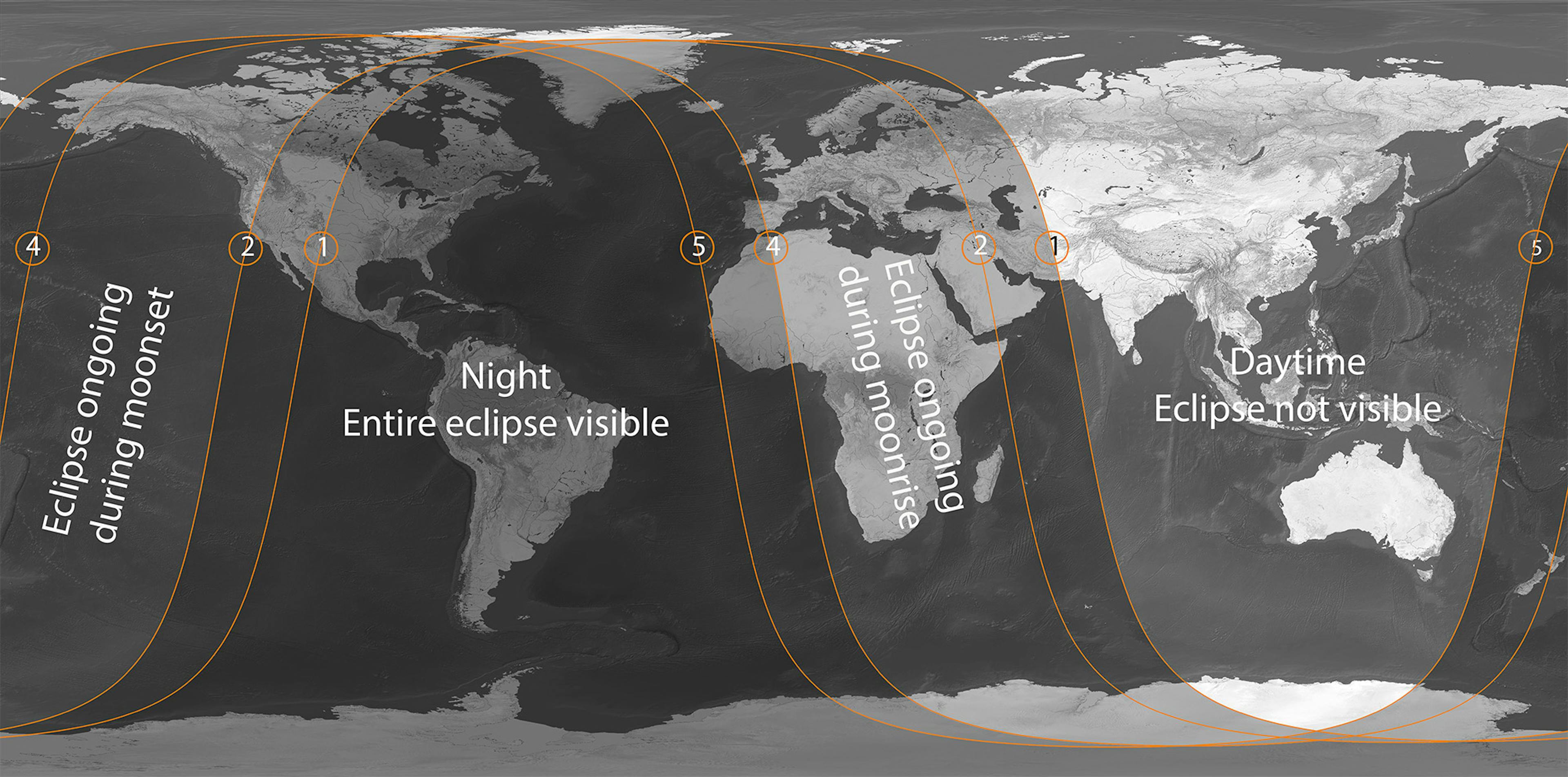 The August 28, 2026 partial lunar eclipse visibility map. Credit: Andreas Dill