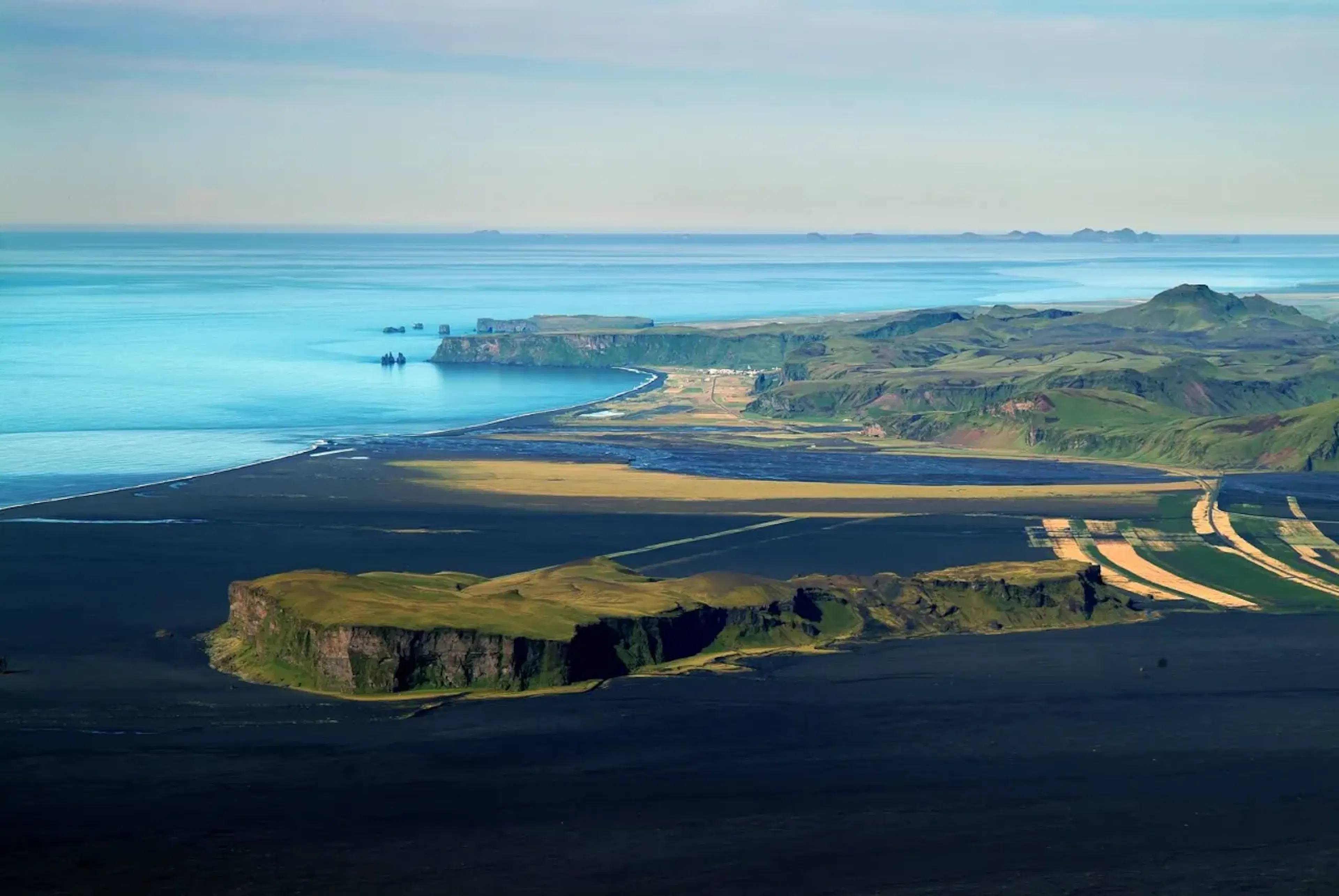 Vík from above Mýrdalssandur. Credit: Visit South Iceland