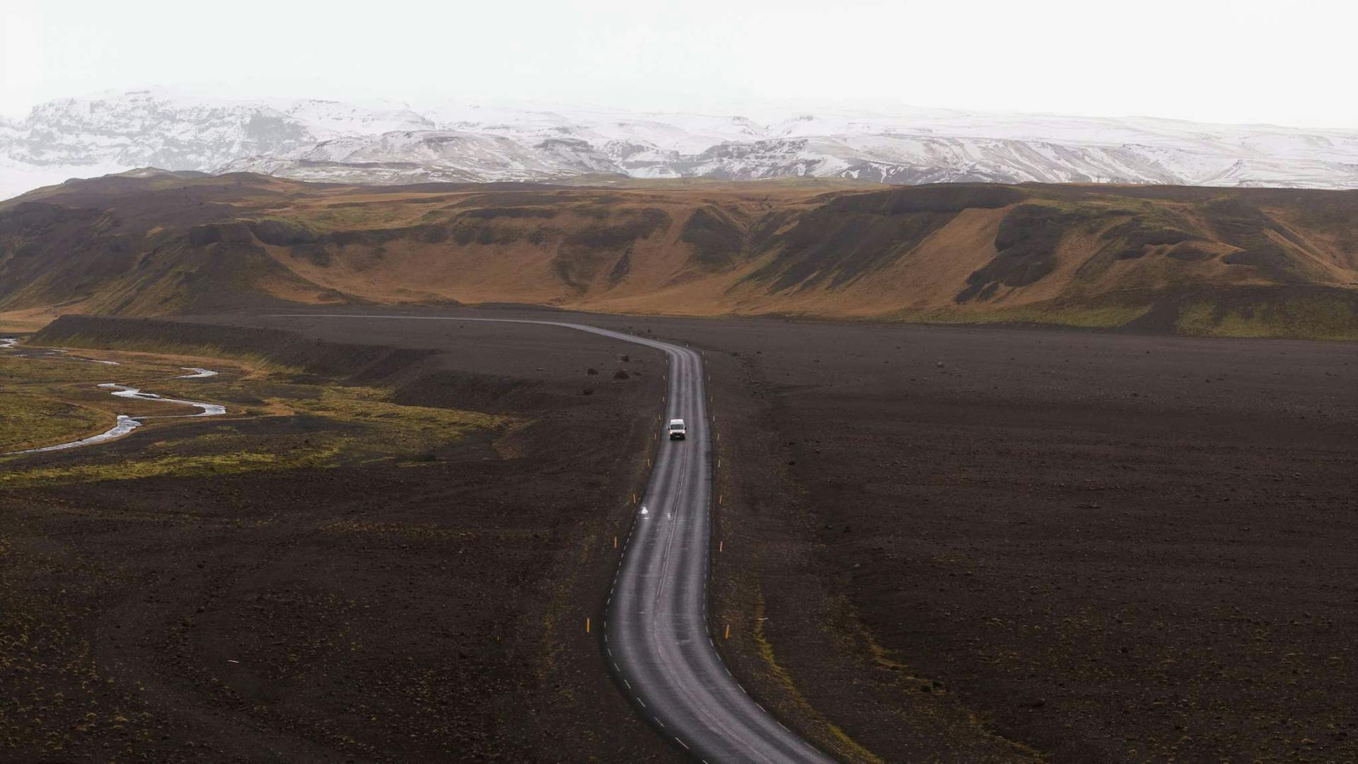 Car driving on the road in Iceland