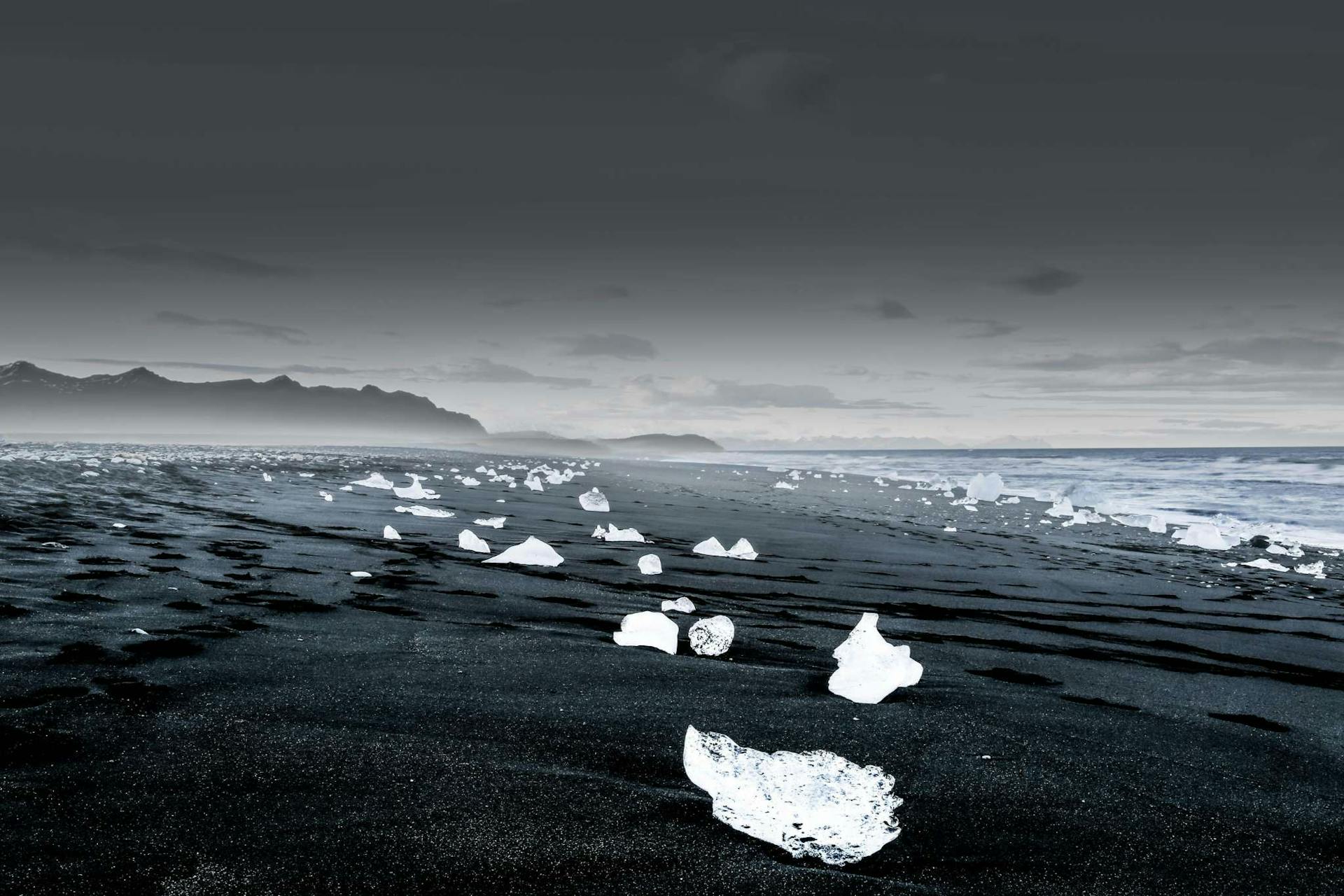 Diamond black sand beach in Iceland 