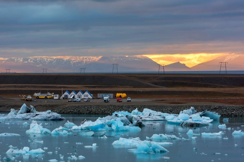 Sunset over Iceland's Glacier Lagoon