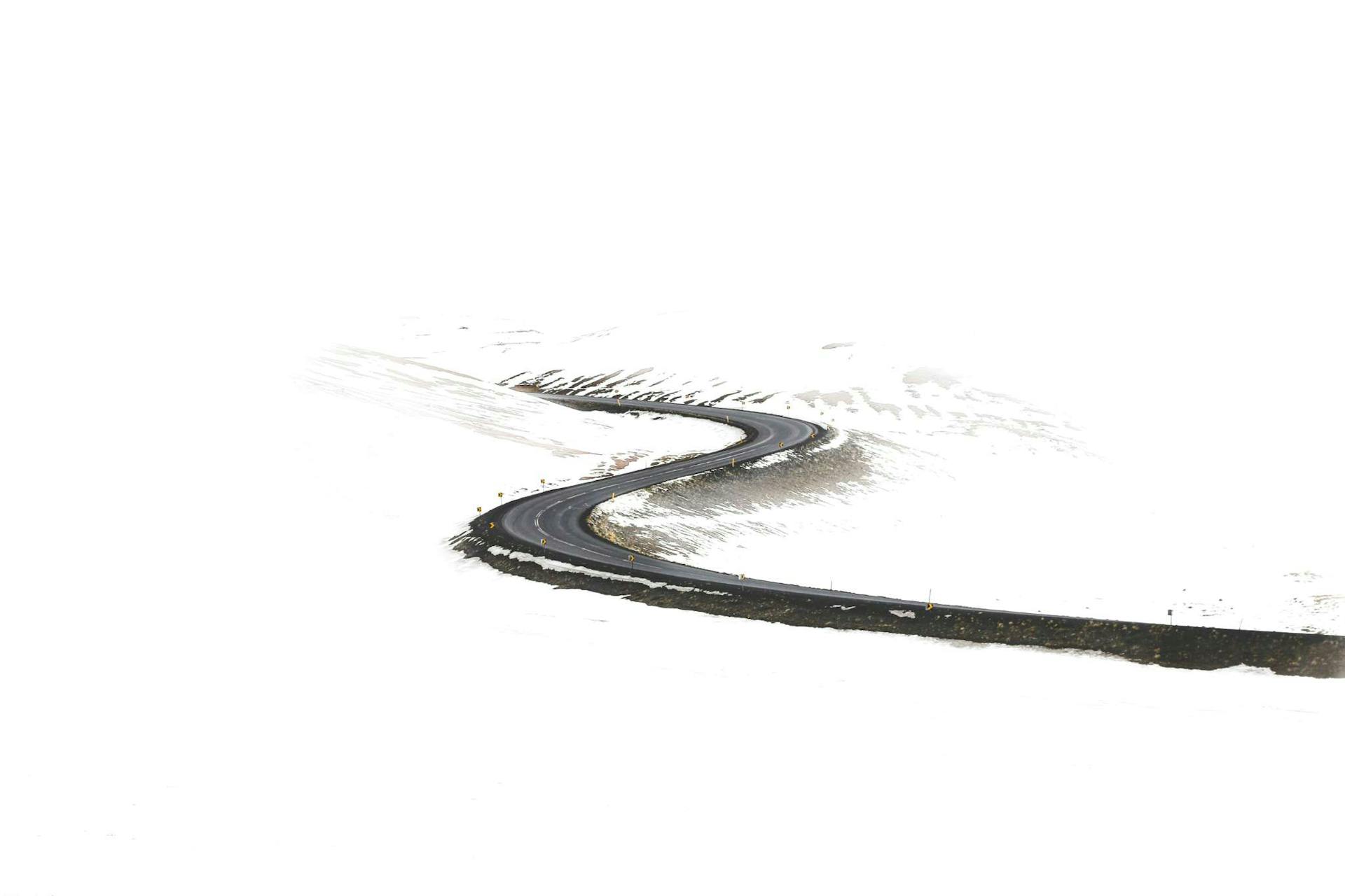 Snowy road in Iceland
