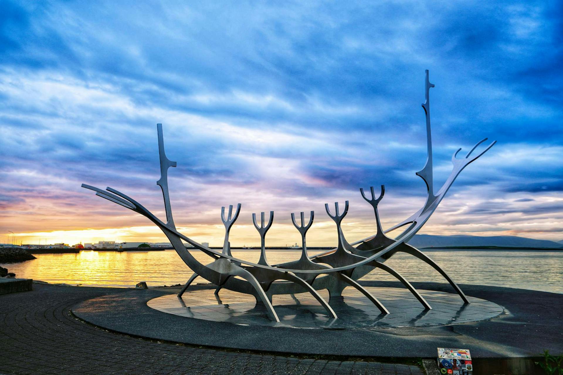 The sun voyager, Reykjavík sculpture at sunset