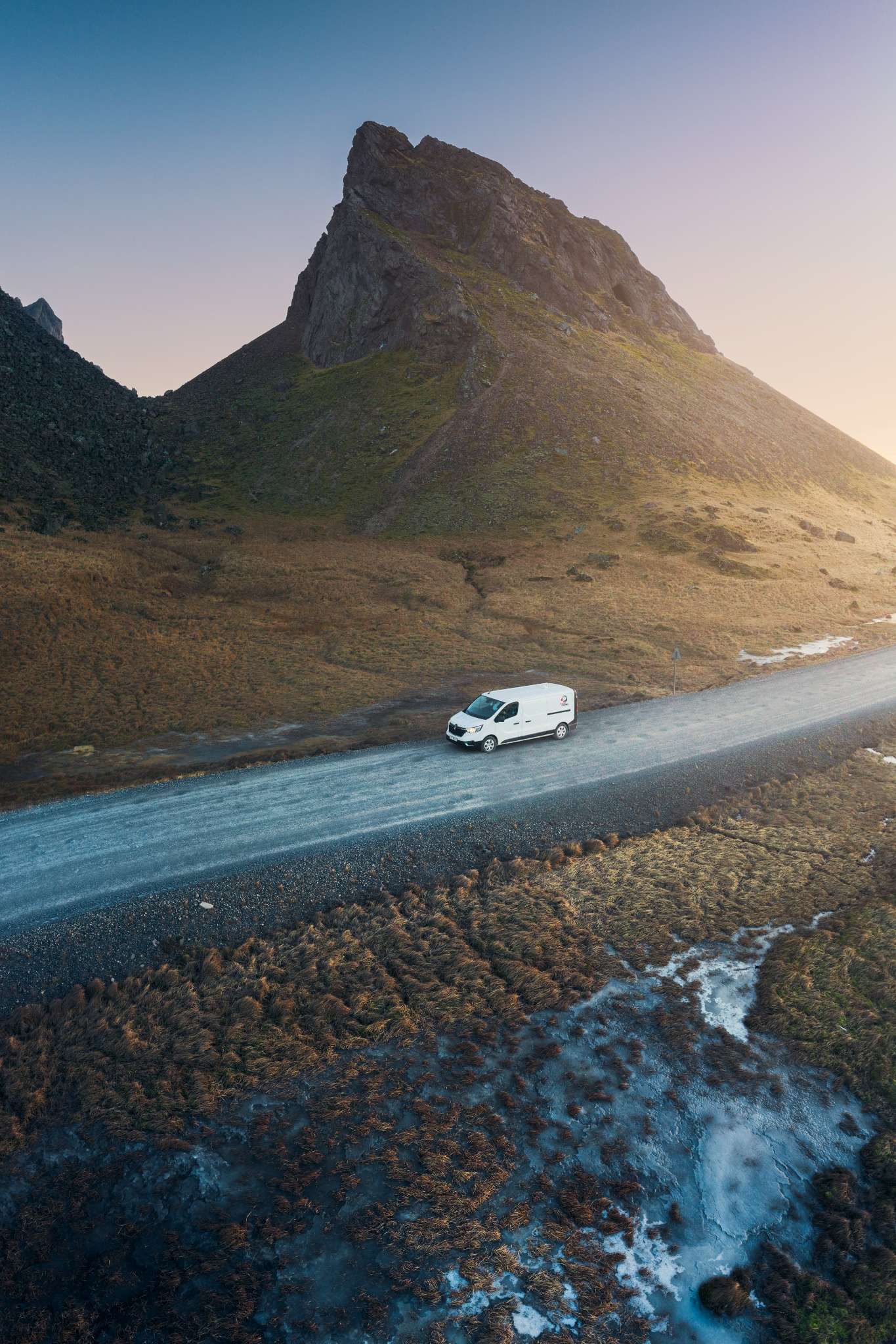 Campervan driving in Icelandic nature