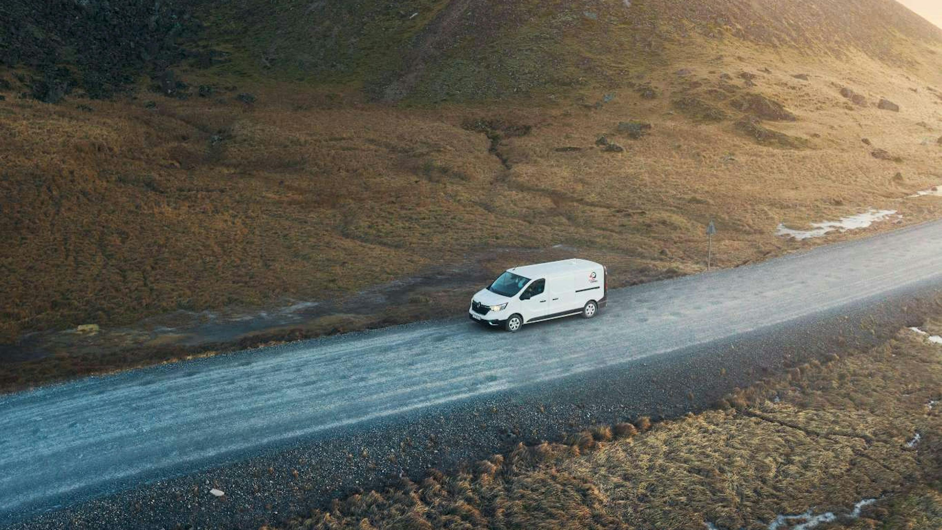 Campervan driving in Icelandic nature
