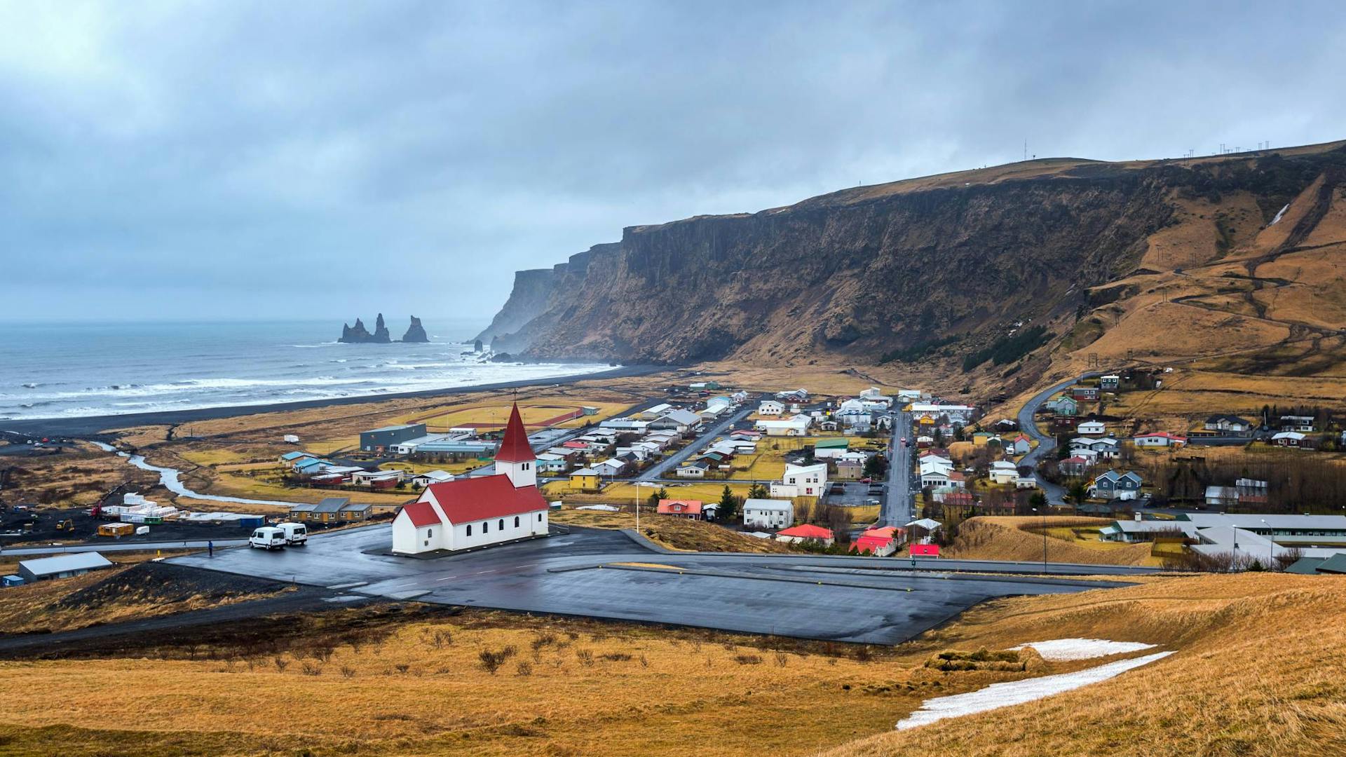 beautiful red church vik