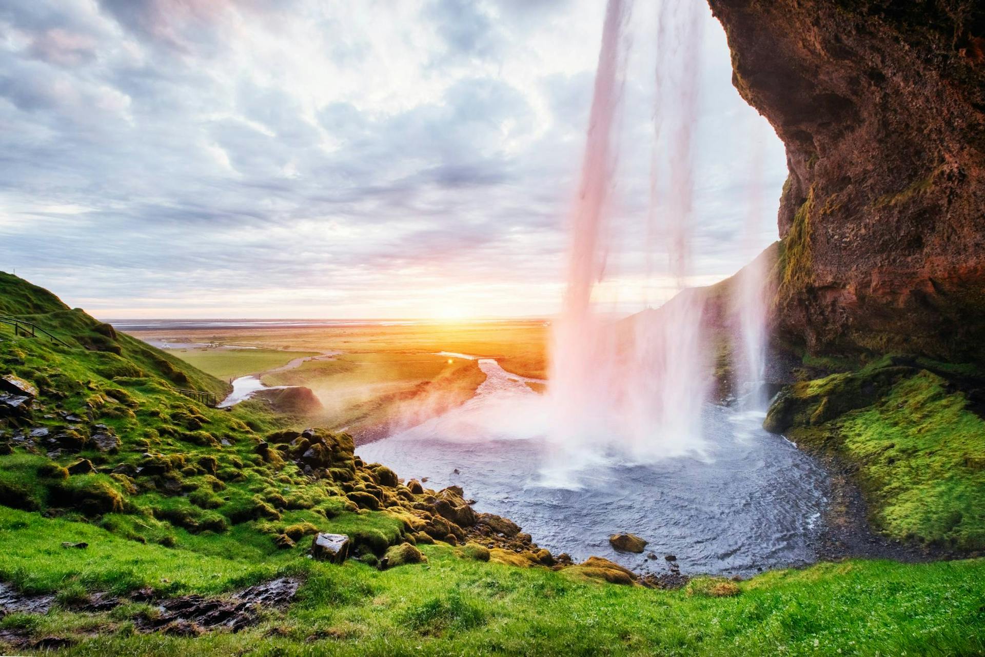 Seljalandsfoss in Iceland at sunset
