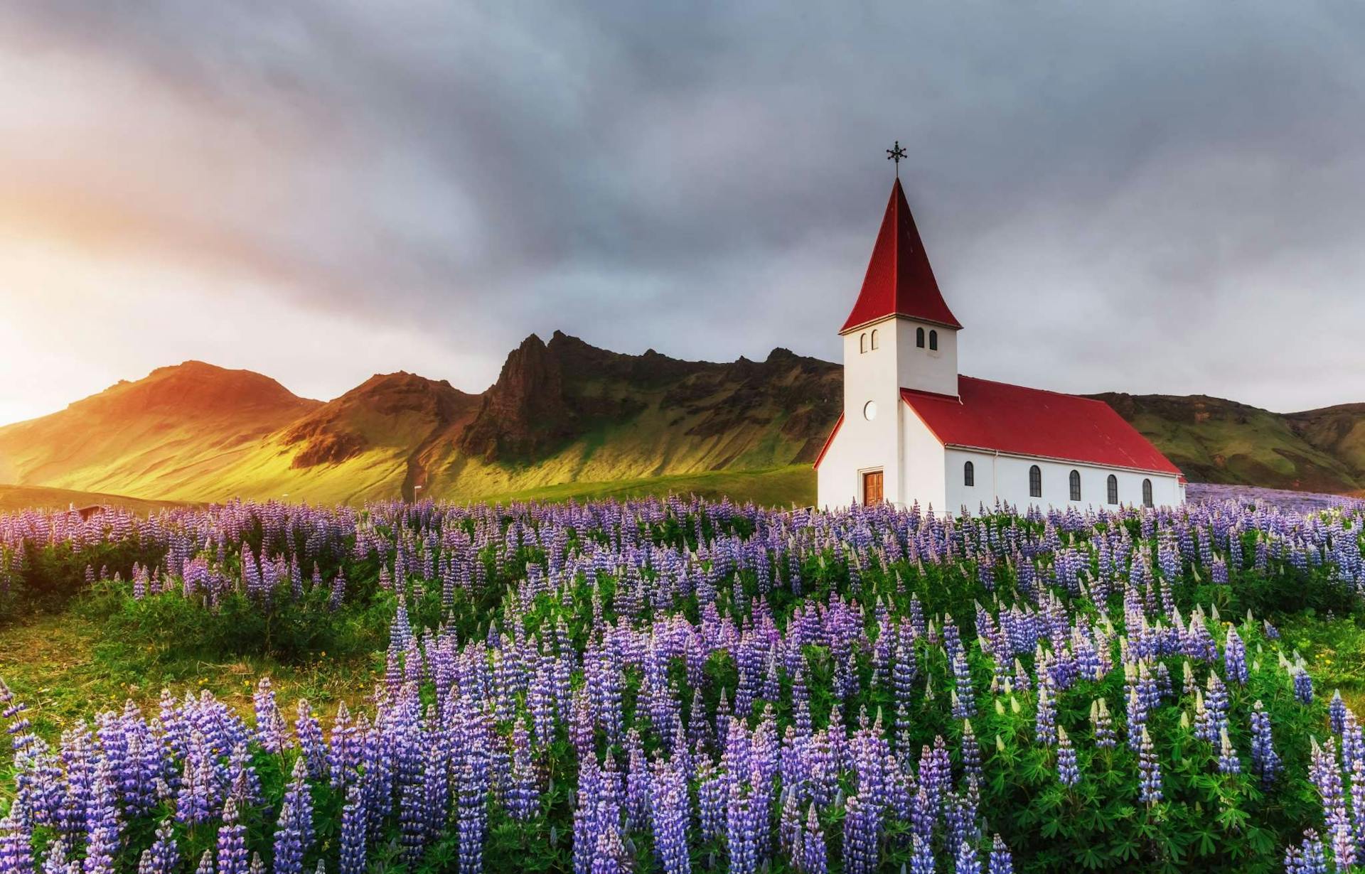 Icelandic church in beautiful nature