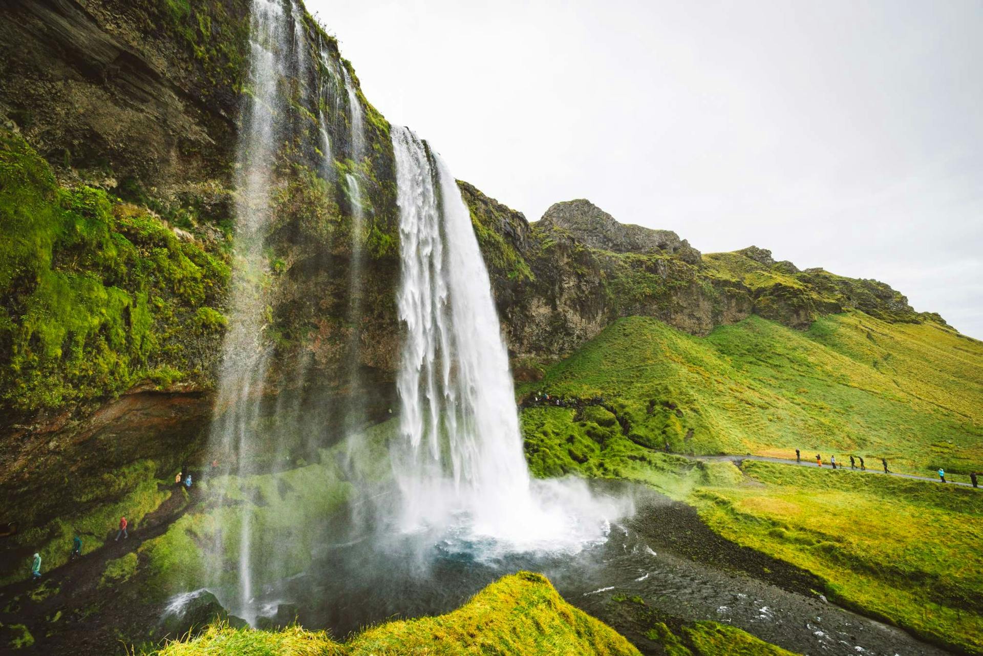 Seljalandsfoss waterfall campervan