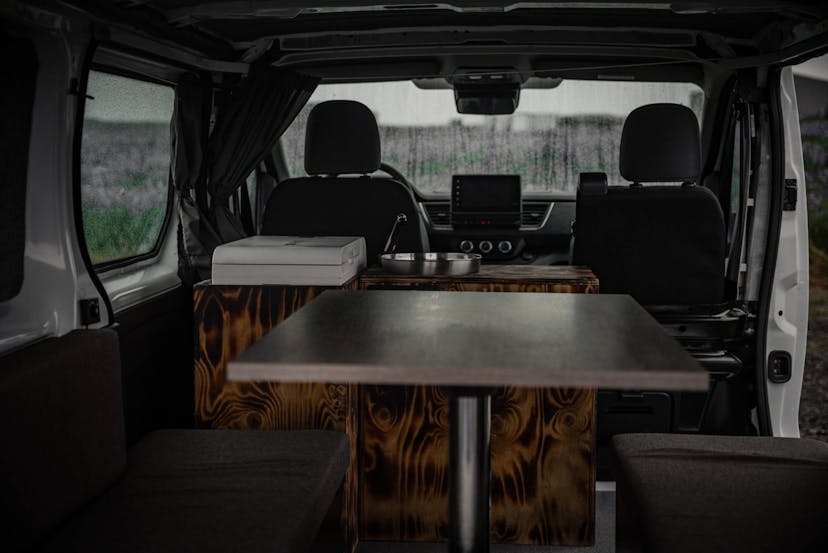Inside a camper iceland