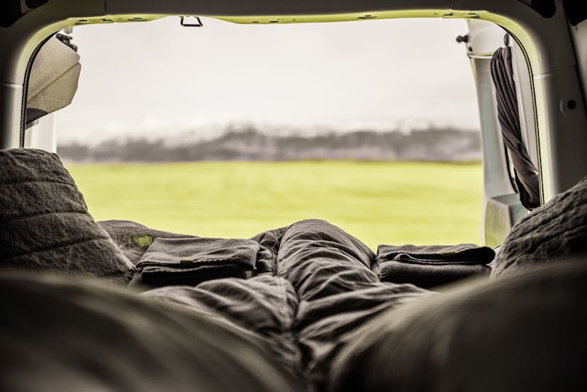 Iceland spring camping with view