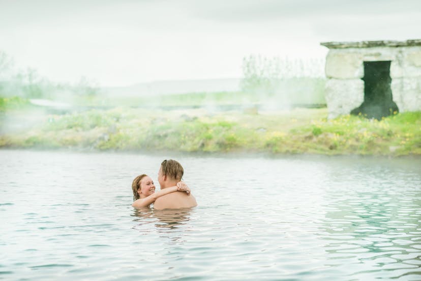 Hot sping bath in iceland