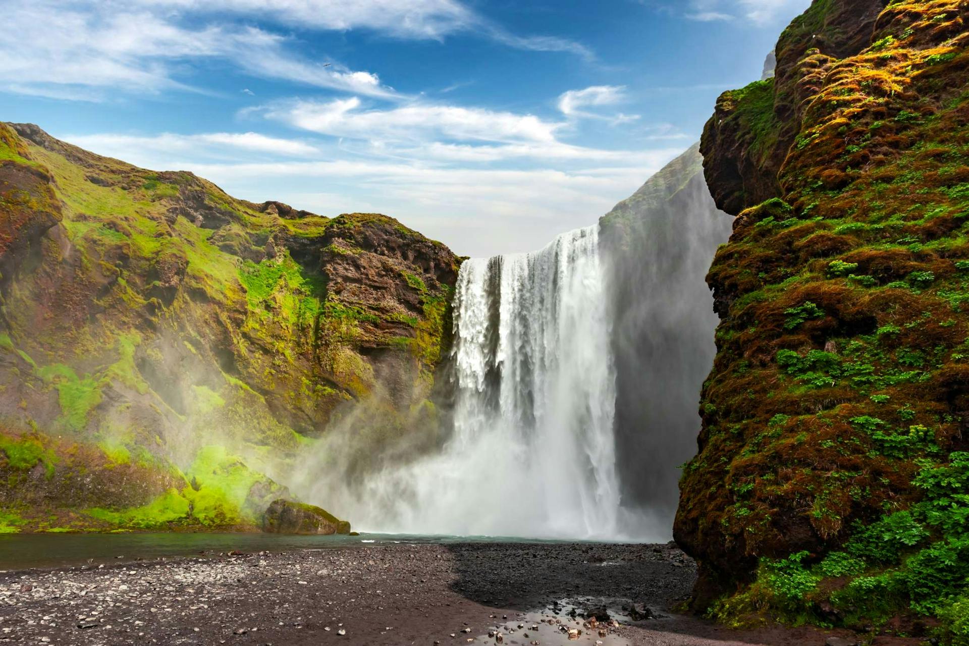 Famous Skogafoss waterfall
