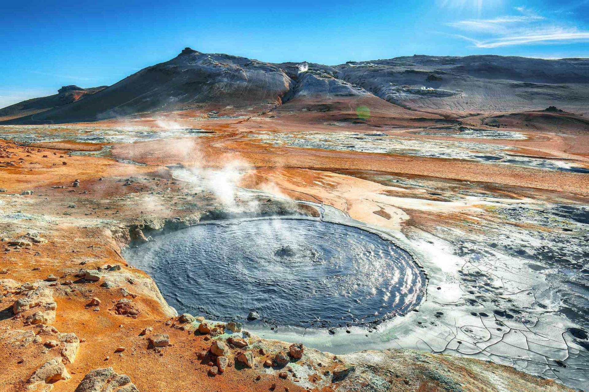 Boiling mudpots in the geothermal area Hverir