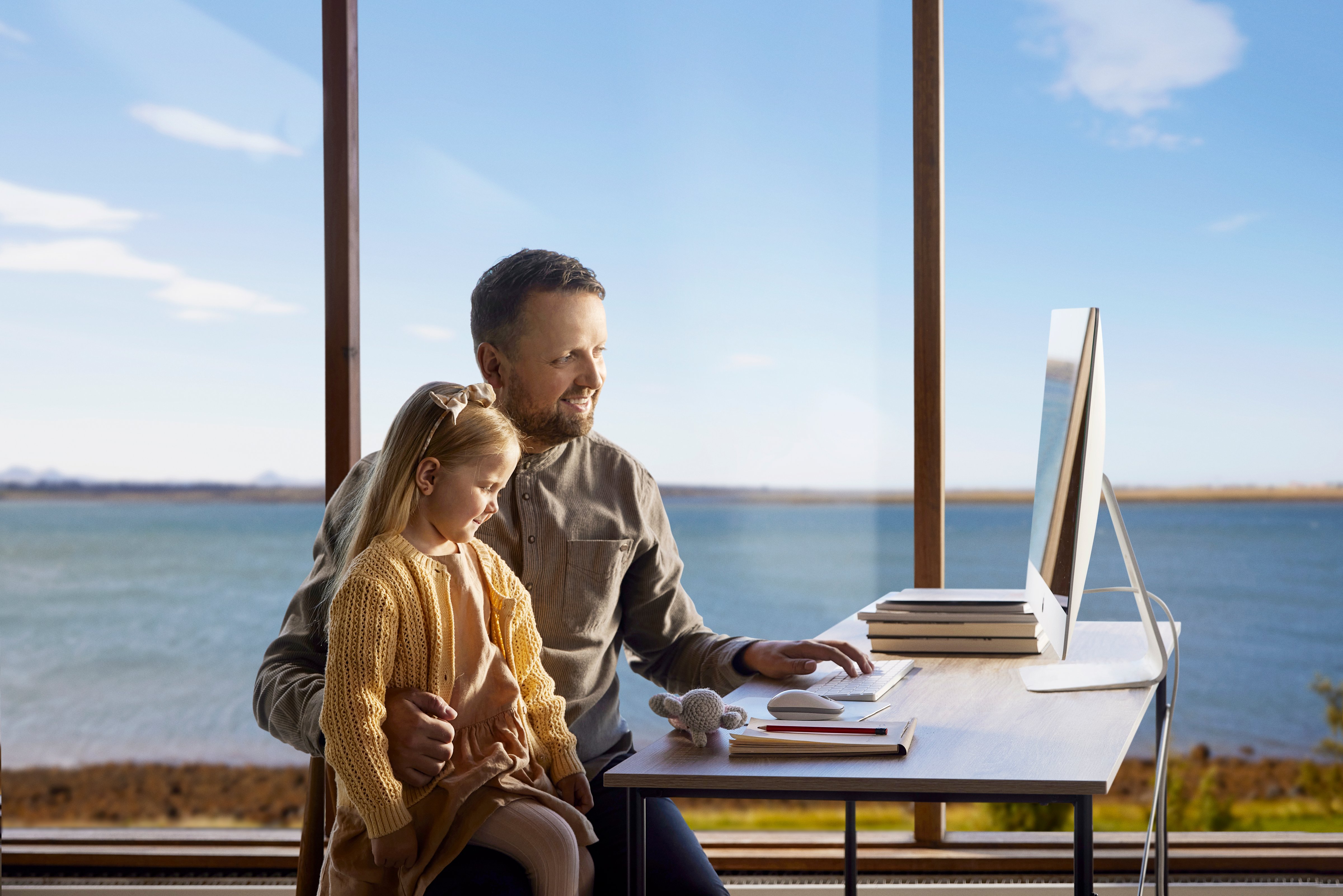 Icelandic man with his daughter