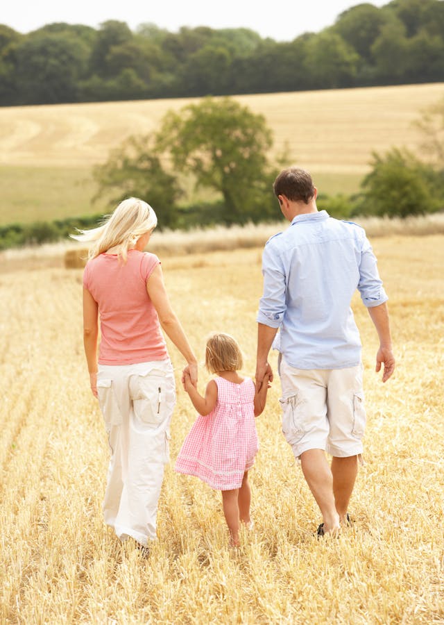 Family going for a walk
