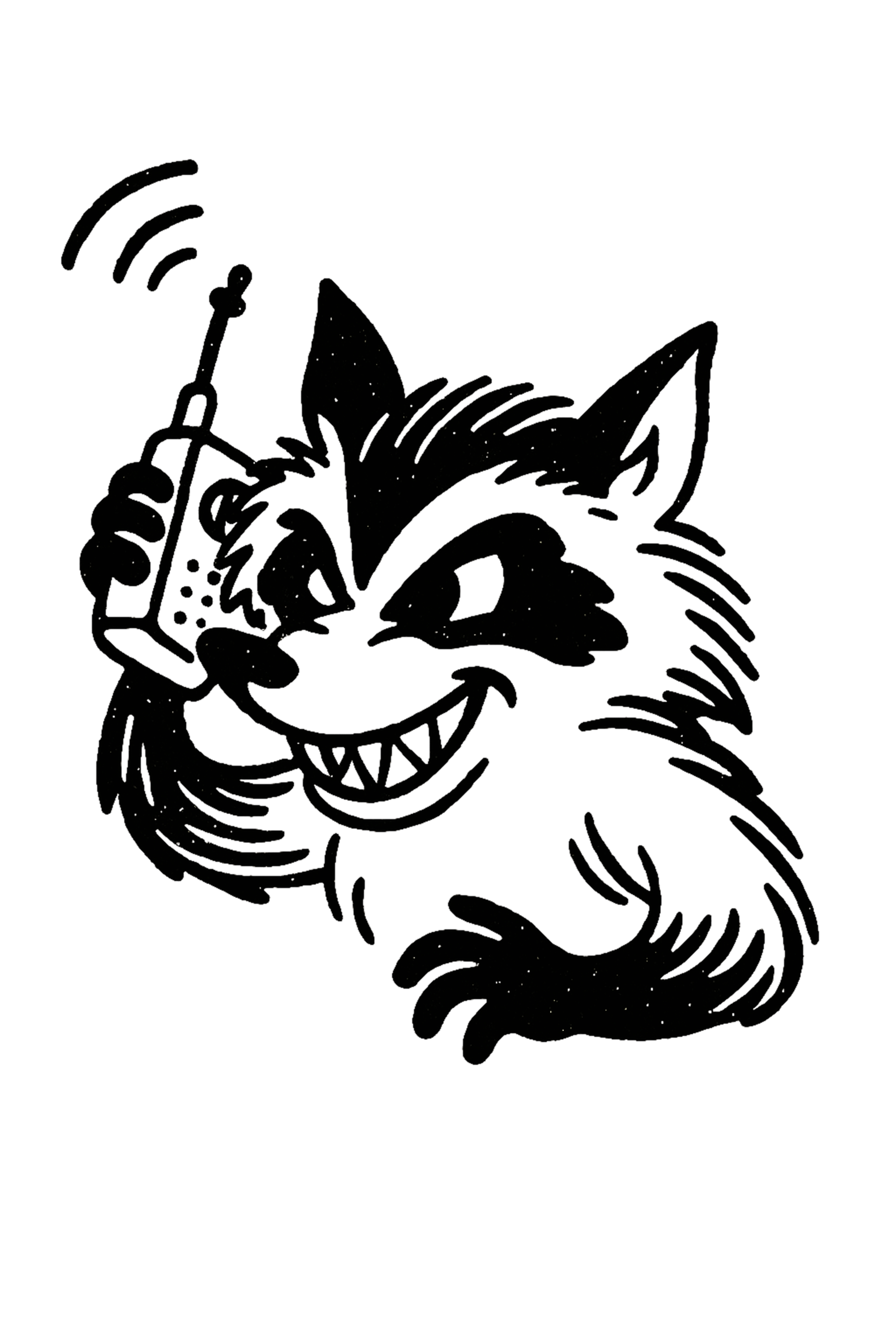 Raccoon talking on the phone