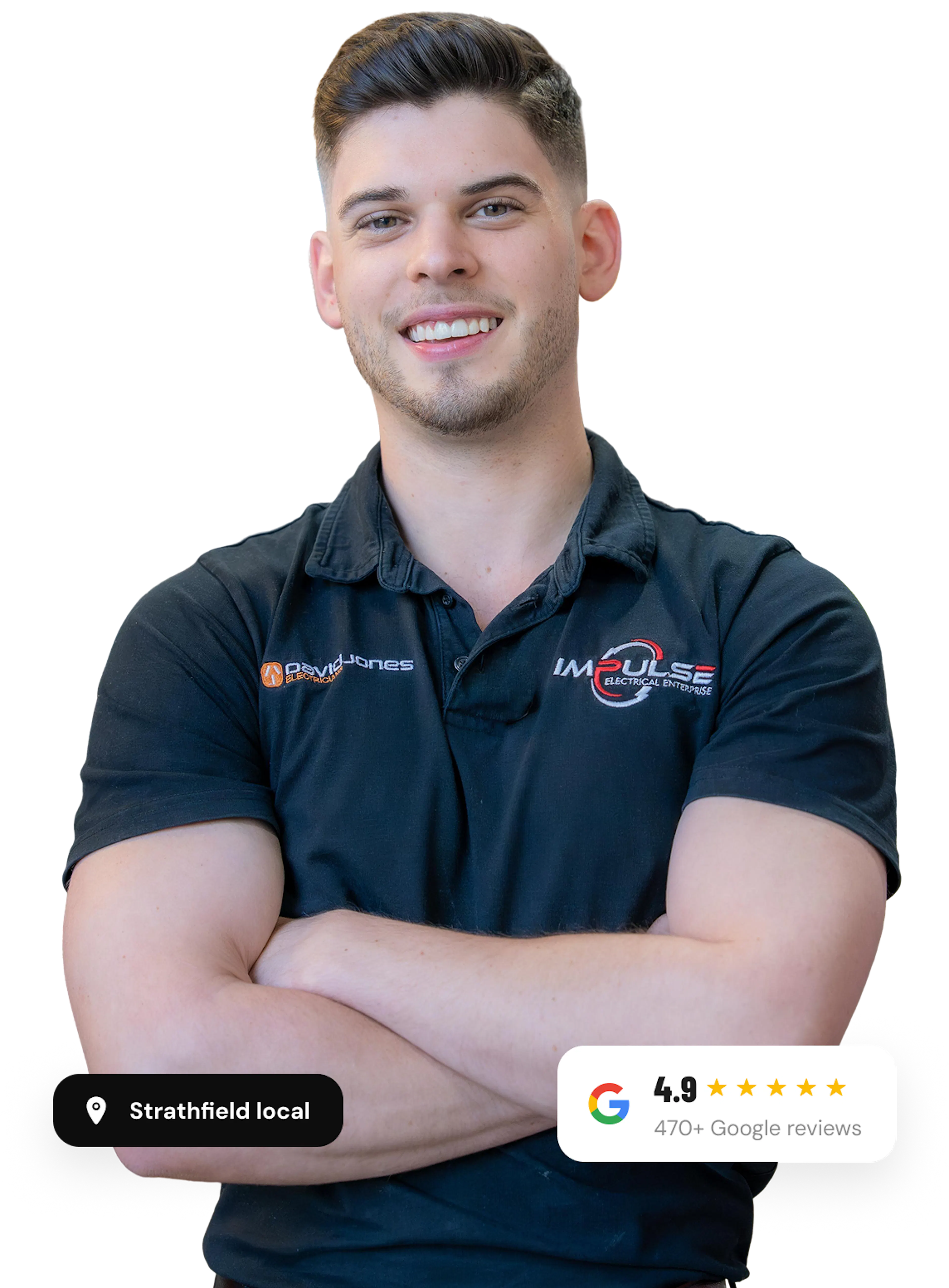 Smiling Impulse Electrical Enterprise electrician with arms crossed, a Strathfield local