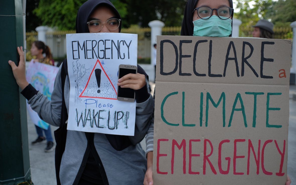 As people across the globe witness and feel the impacts of the climate crisis, they are taking to the streets to demand action. Yogyakarta, Indonesia.