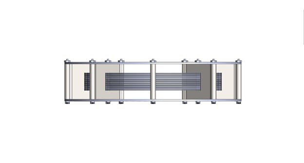 Curved or conformal microtube heat exchanger, top view