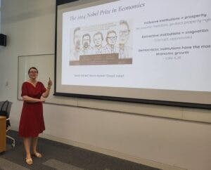 Paula in the classroom