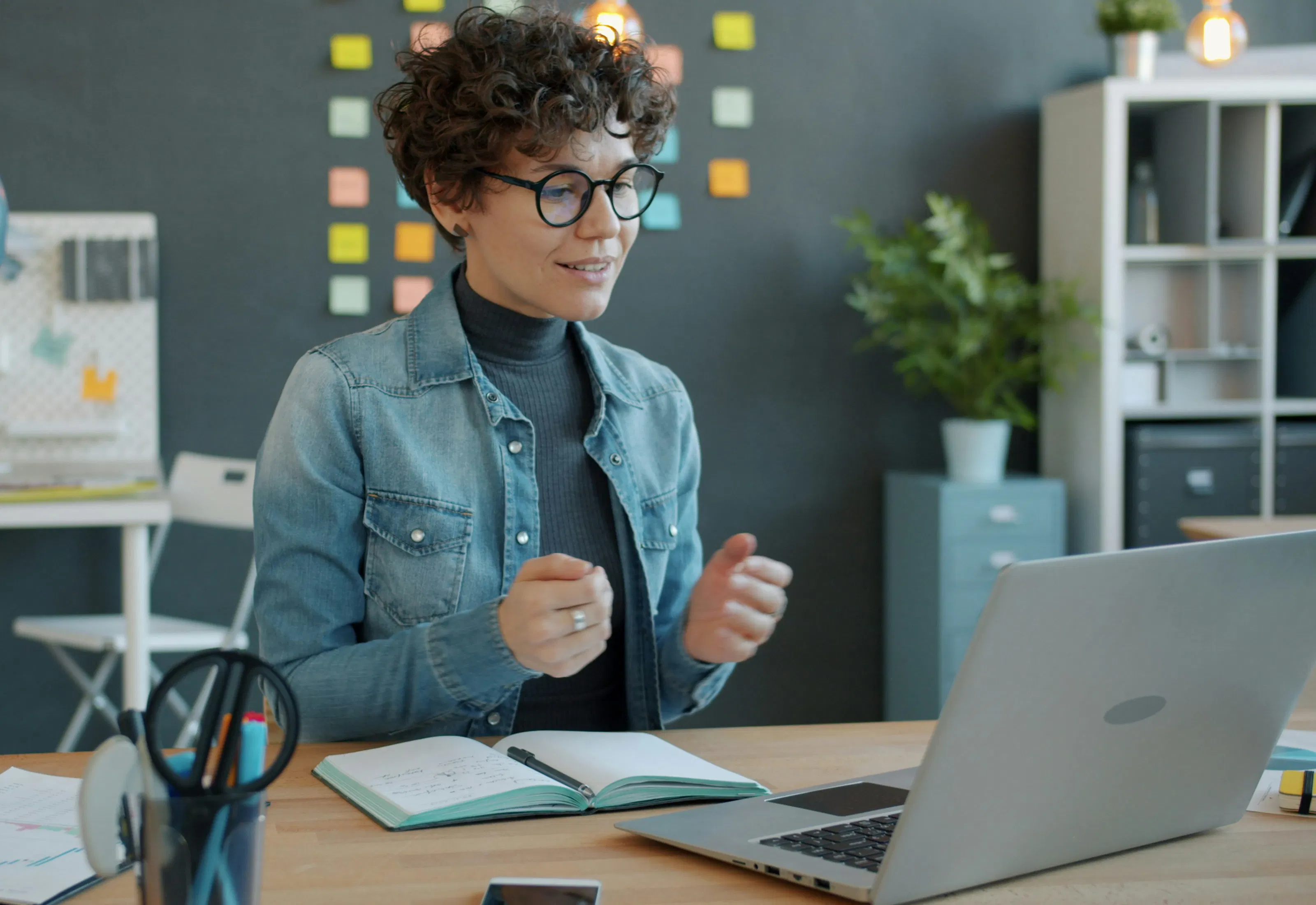 Graduate student speaking in an online meeting
