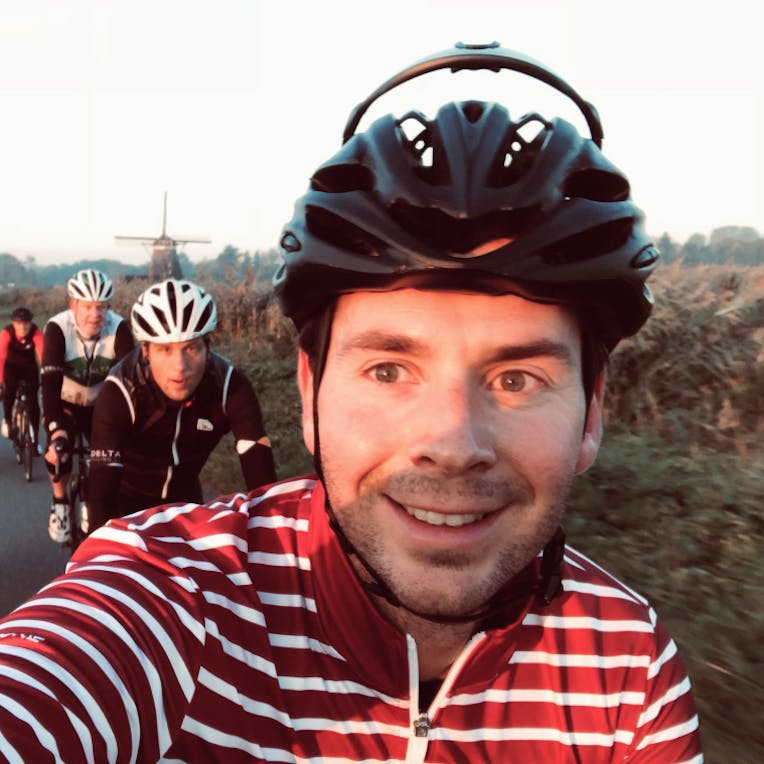 Selfie peleton wielrenners