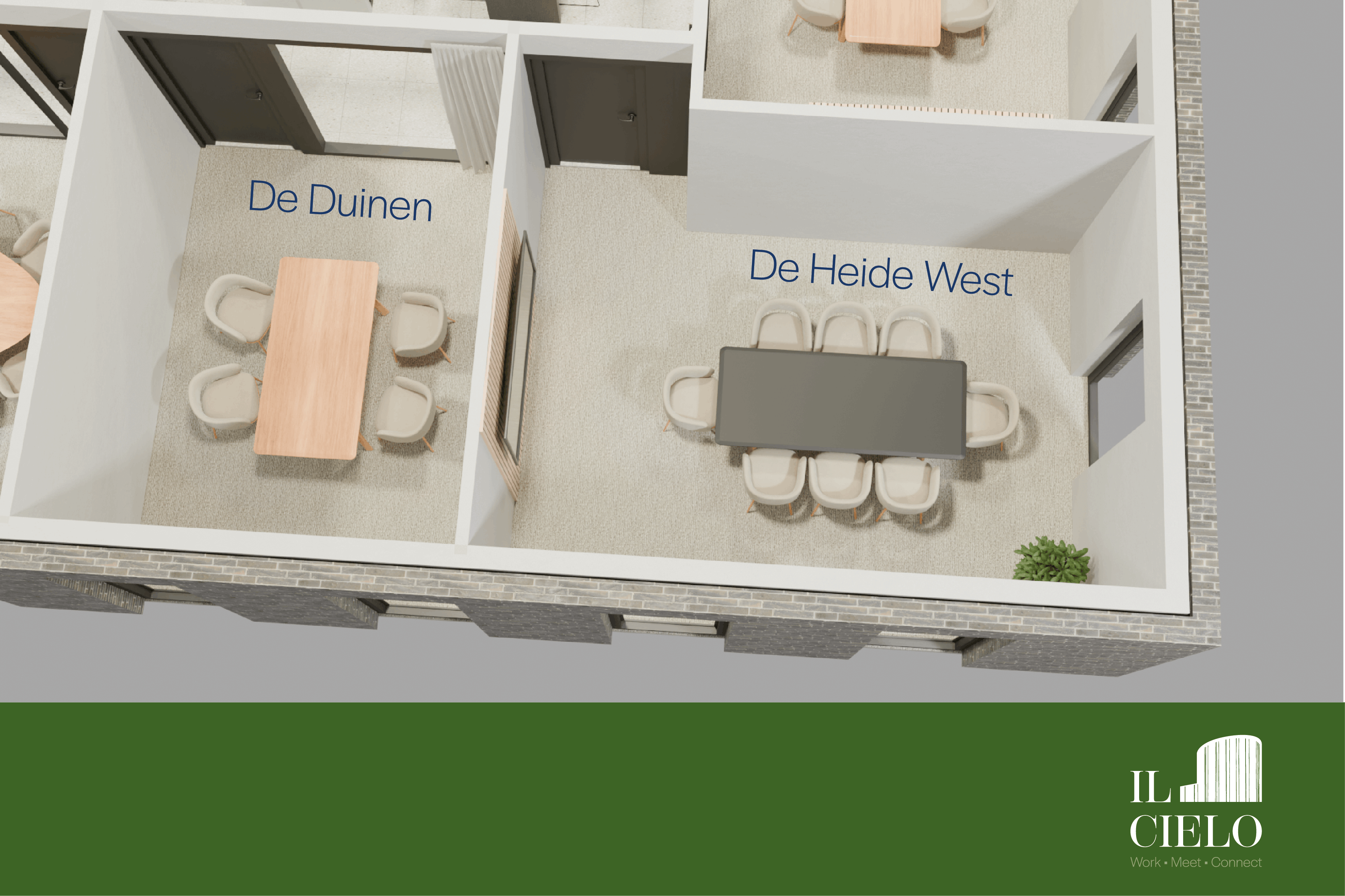 3D plan meeting room "De Heide West", vergaderzaal voor 6 personen bij Il Cielo in Kasterlee.