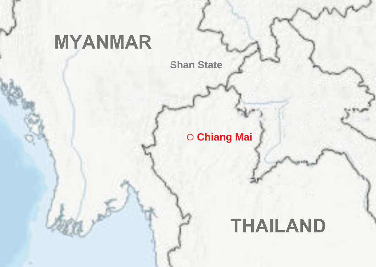 A map of Myanmar and Thailand