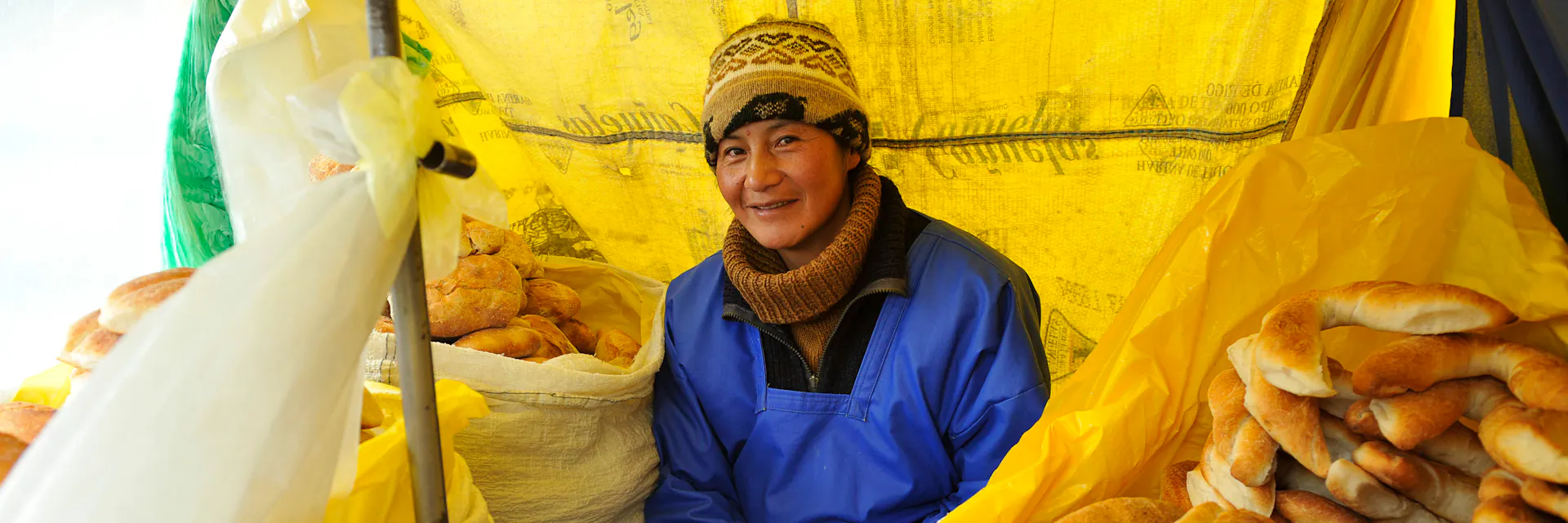 Vendedora ambulante, La Paz (Alto), Bolivia.