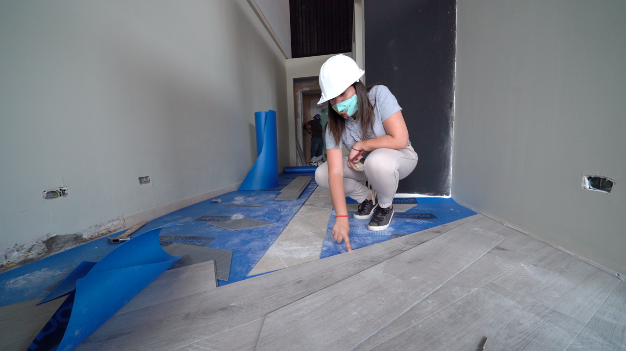 Olenka Marquina works in her architectural office in compliance with the safety regulations imposed by COVID-19. 